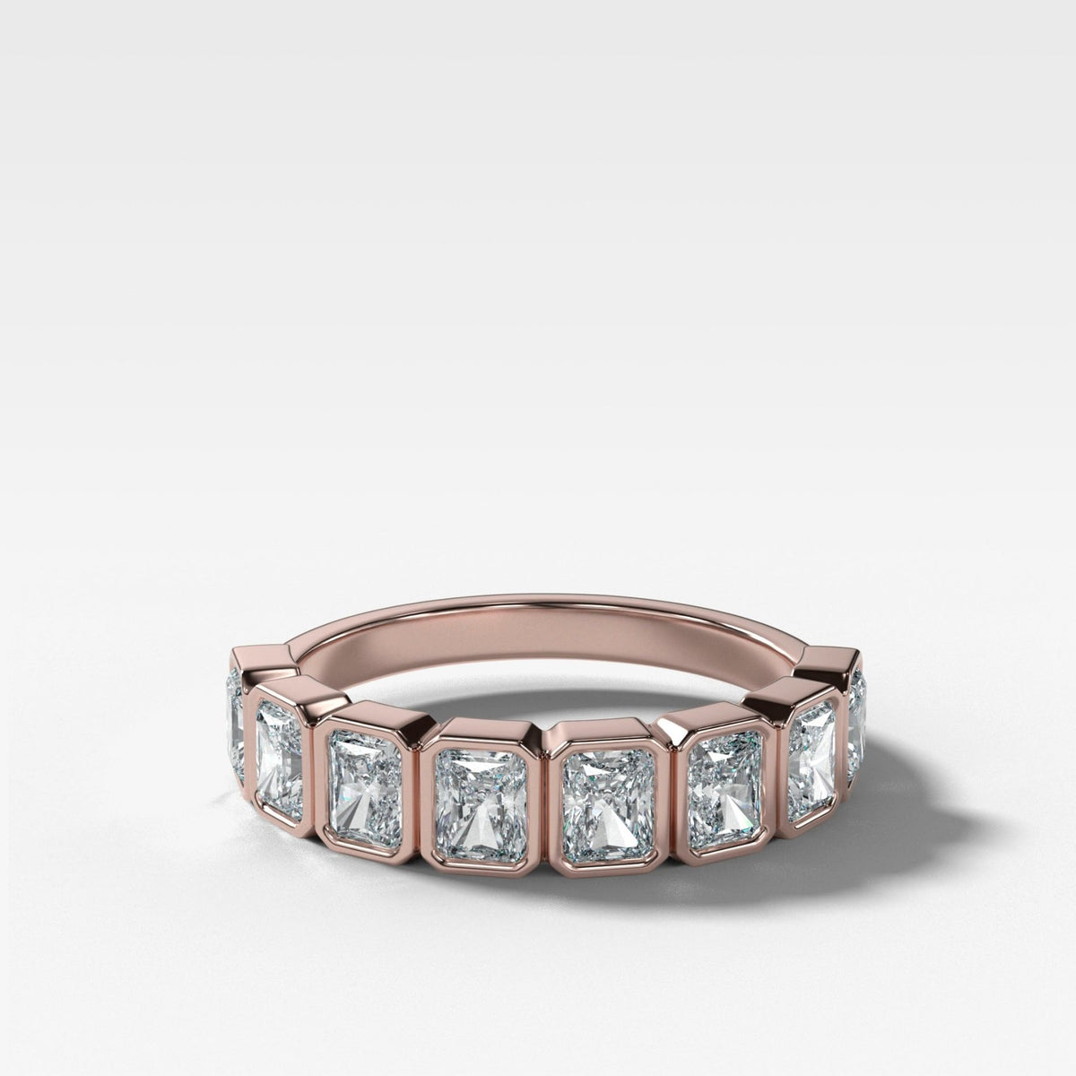 Midi Bezel Set Halfway Wedding Band With Radiant Cuts - GOODSTONE