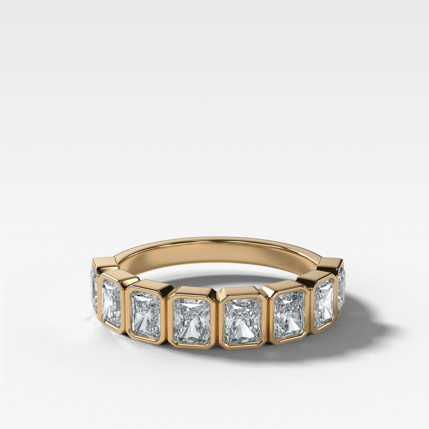 Midi Bezel Set Halfway Wedding Band With Radiant Cuts - GOODSTONE