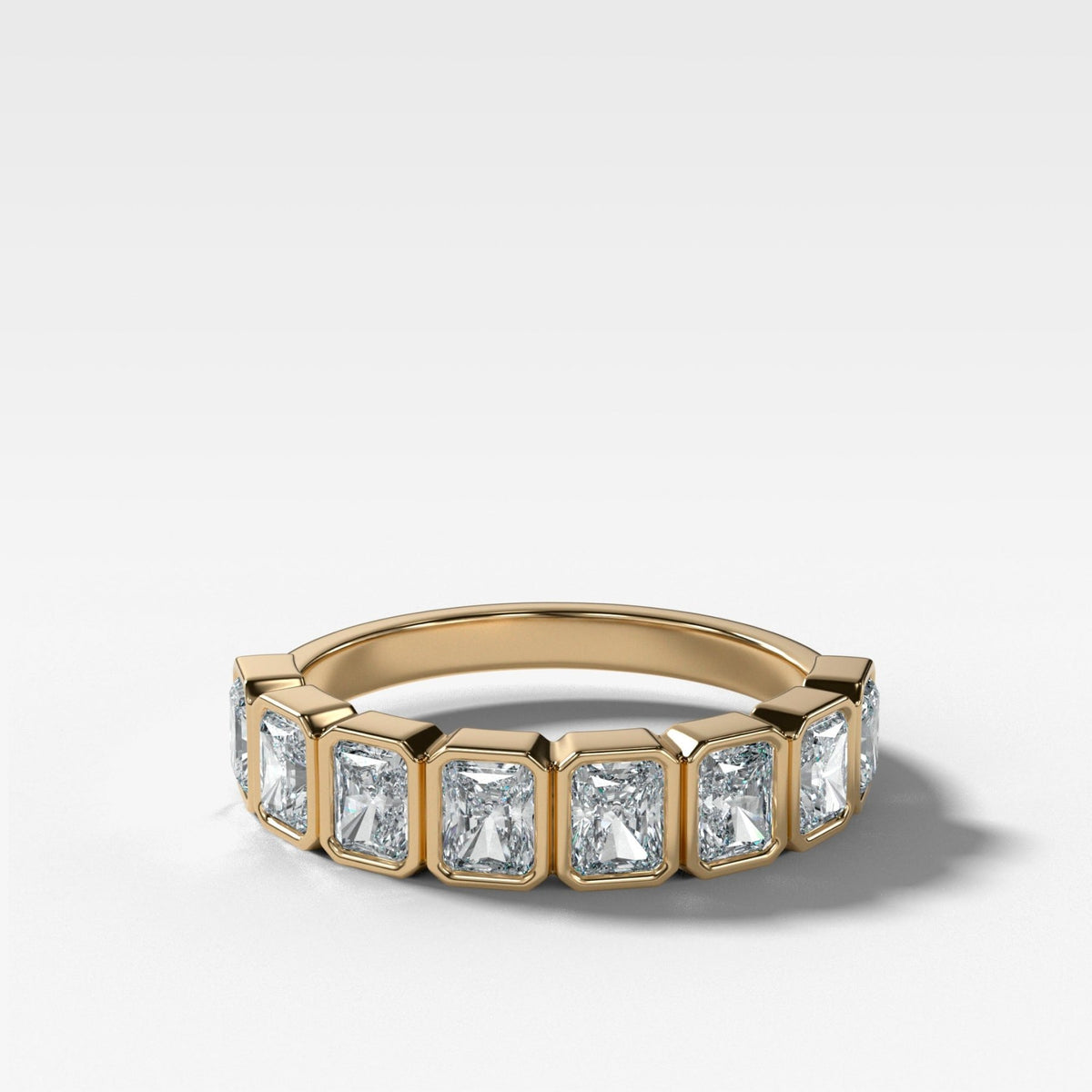 Midi Bezel Set Halfway Wedding Band With Radiant Cuts - GOODSTONE
