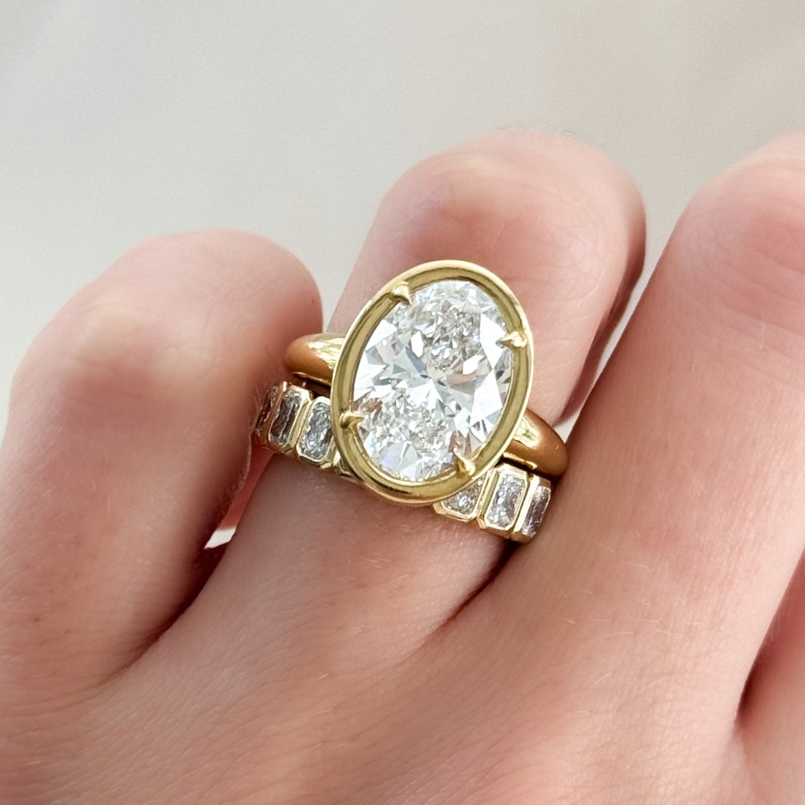 Midi Bezel Set Halfway Wedding Band With Radiant Cuts - GOODSTONE