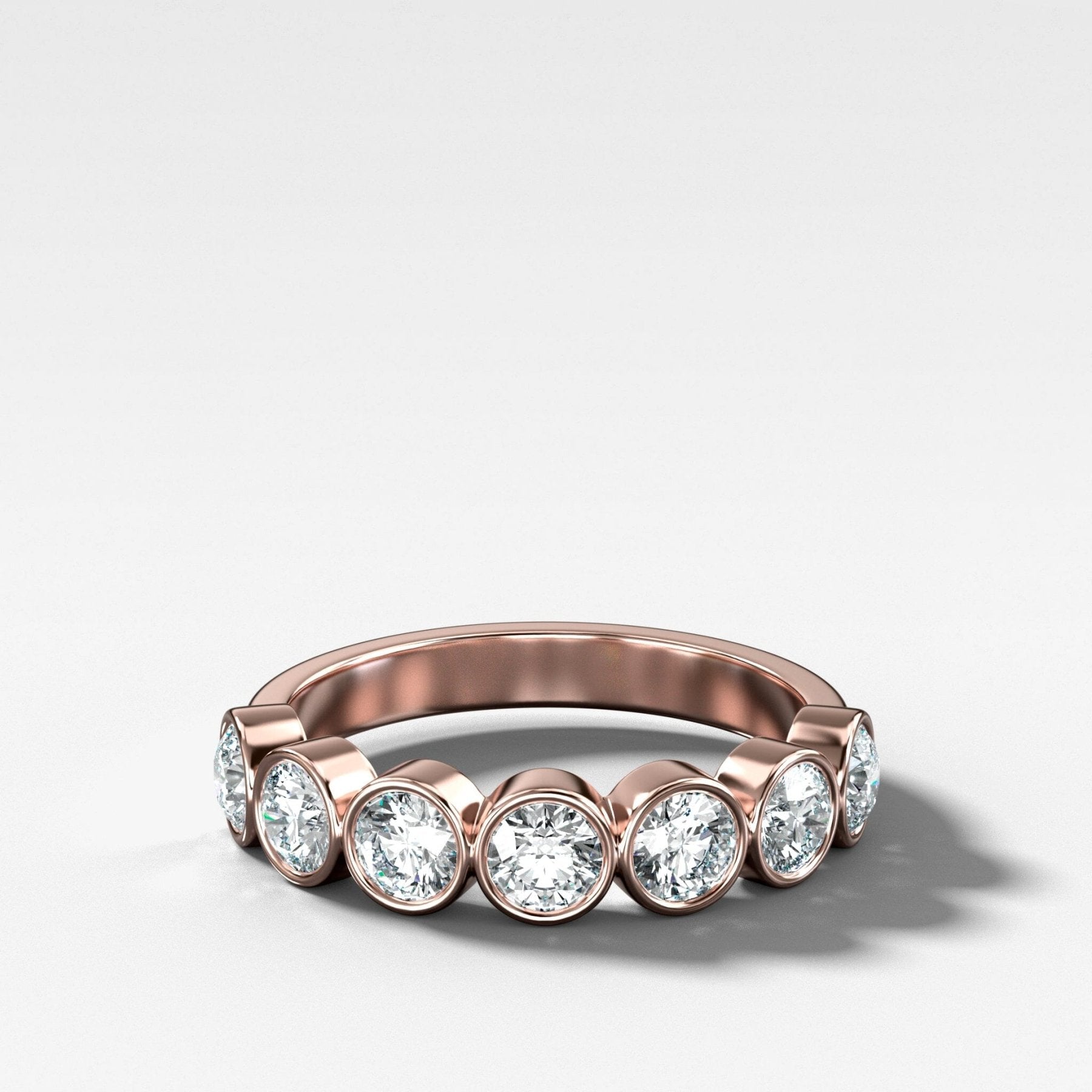 Midi Bezel Set Halfway Wedding Band With Round Cuts - GOODSTONE