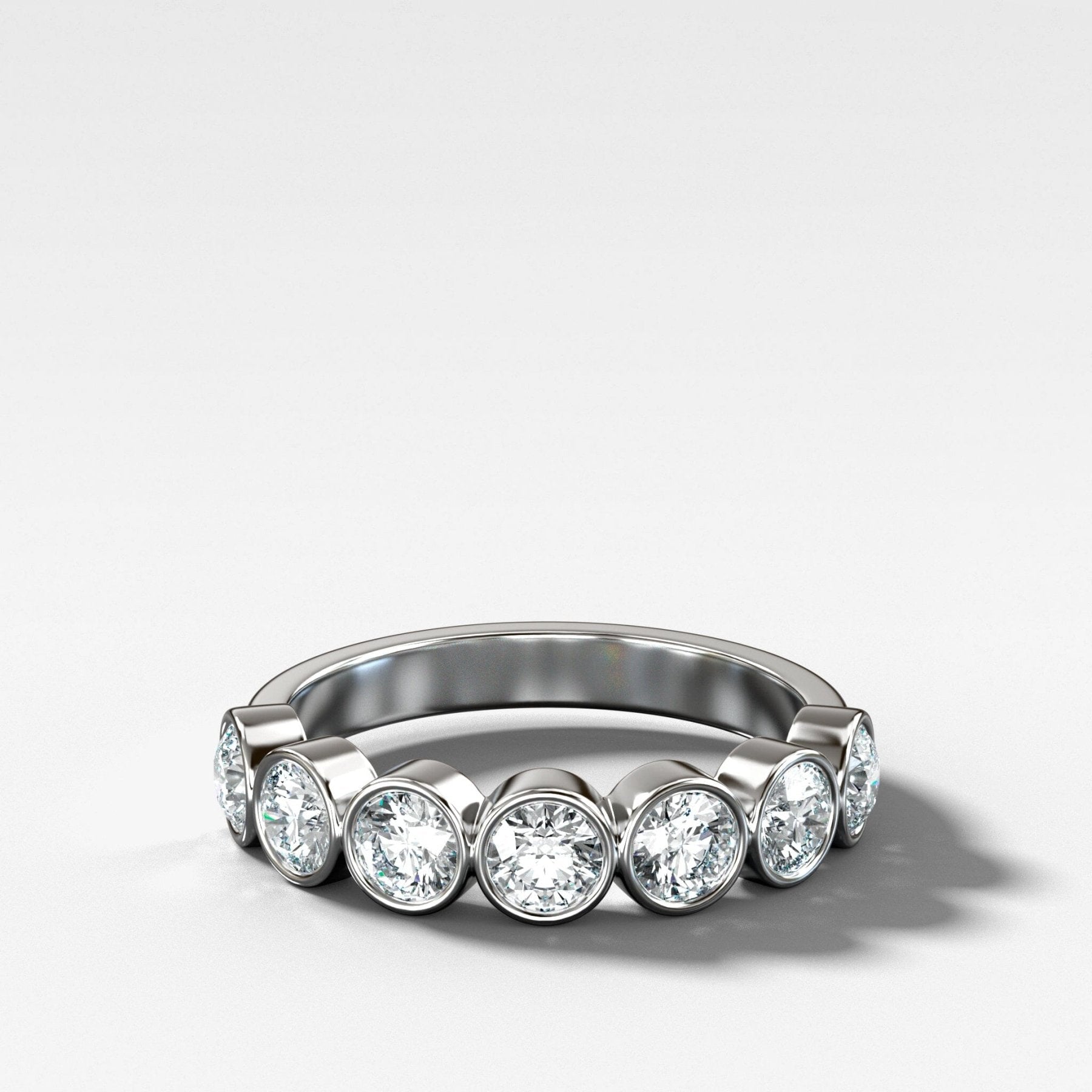 Midi Bezel Set Halfway Wedding Band With Round Cuts - GOODSTONE