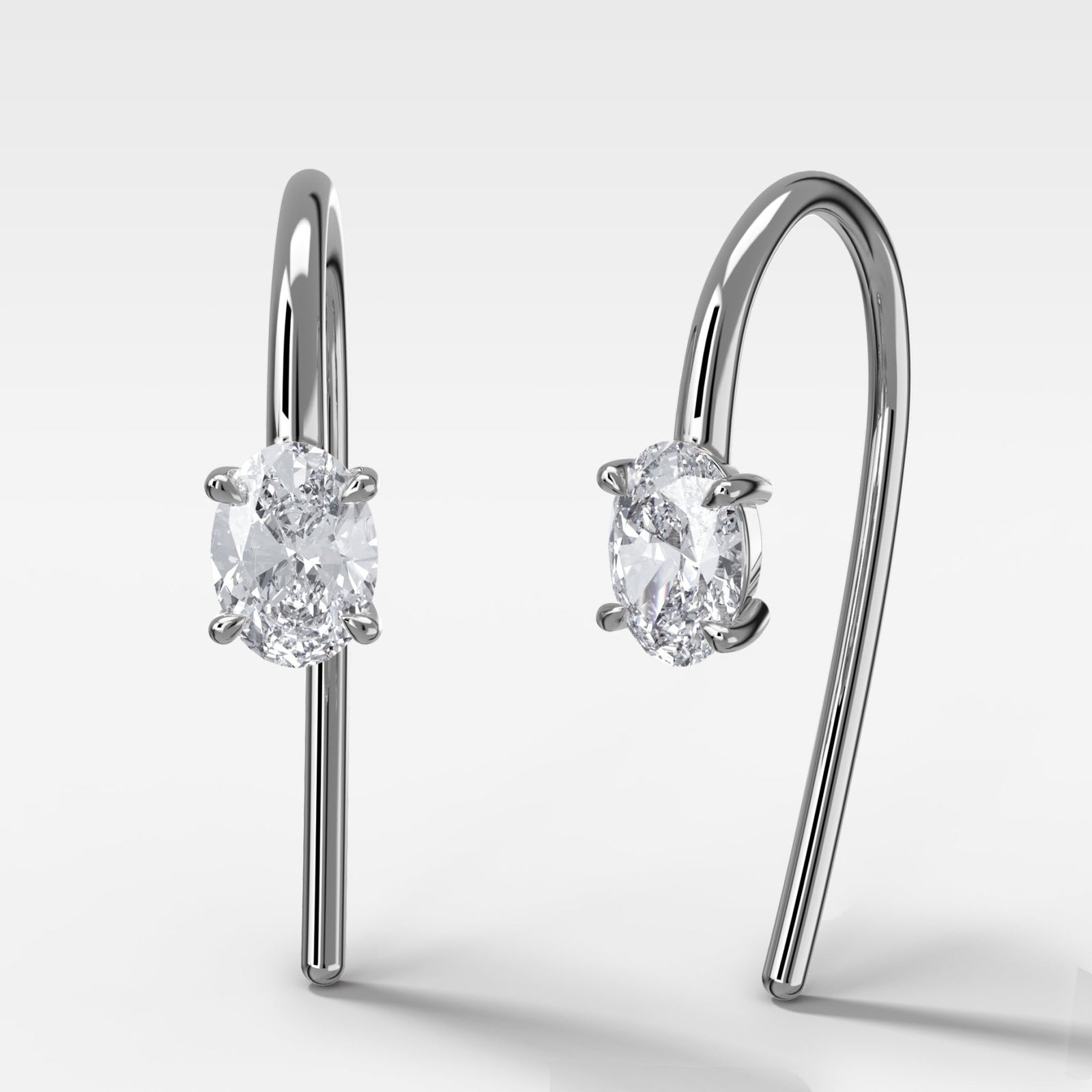 Midi Threader Earrings with Oval Cut Diamonds - GOODSTONE