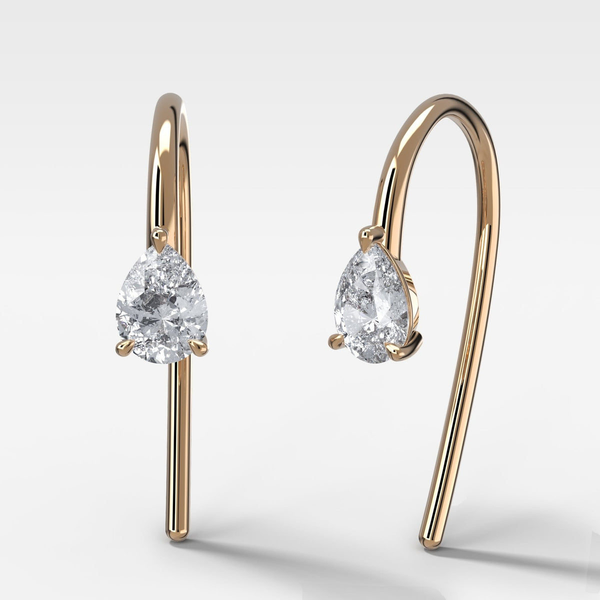 Midi Threader Earrings with Pear Cut Diamonds - GOODSTONE