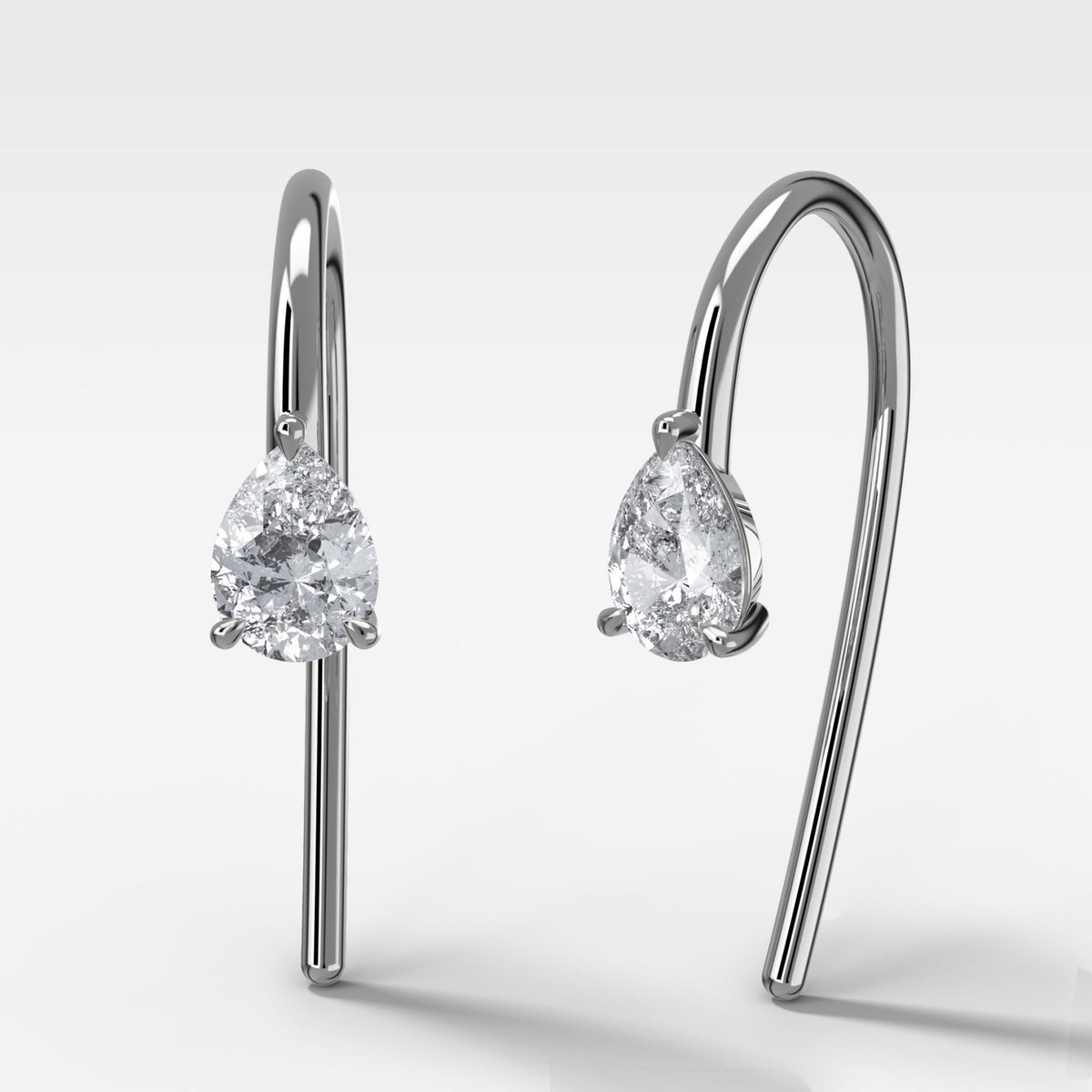 Midi Threader Earrings with Pear Cut Diamonds - GOODSTONE