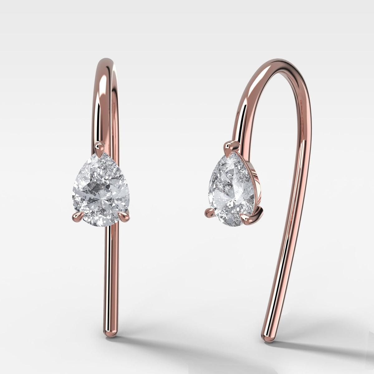 Midi Threader Earrings with Pear Cut Diamonds - GOODSTONE
