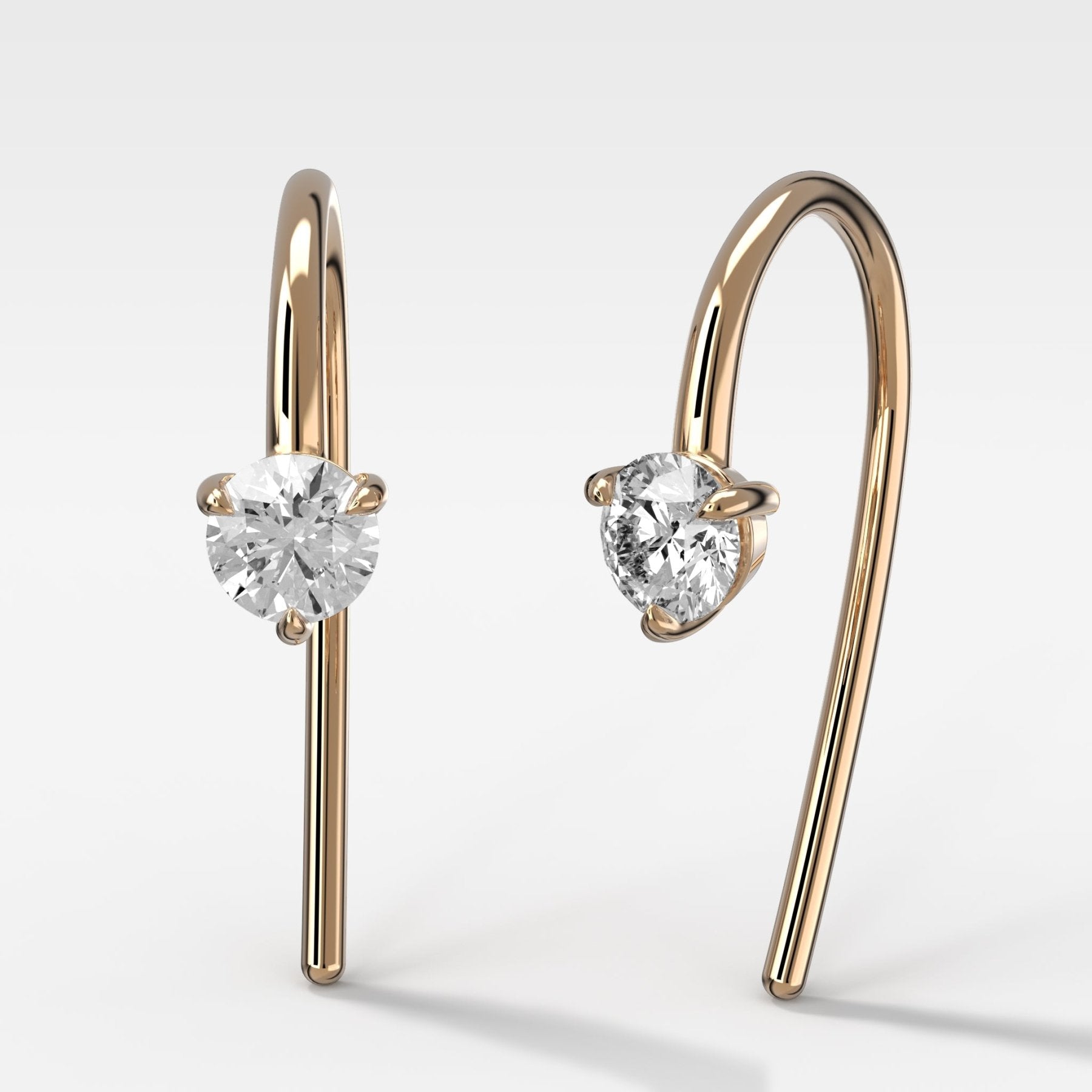 Midi Threader Earrings with Round Cut Diamonds - GOODSTONE
