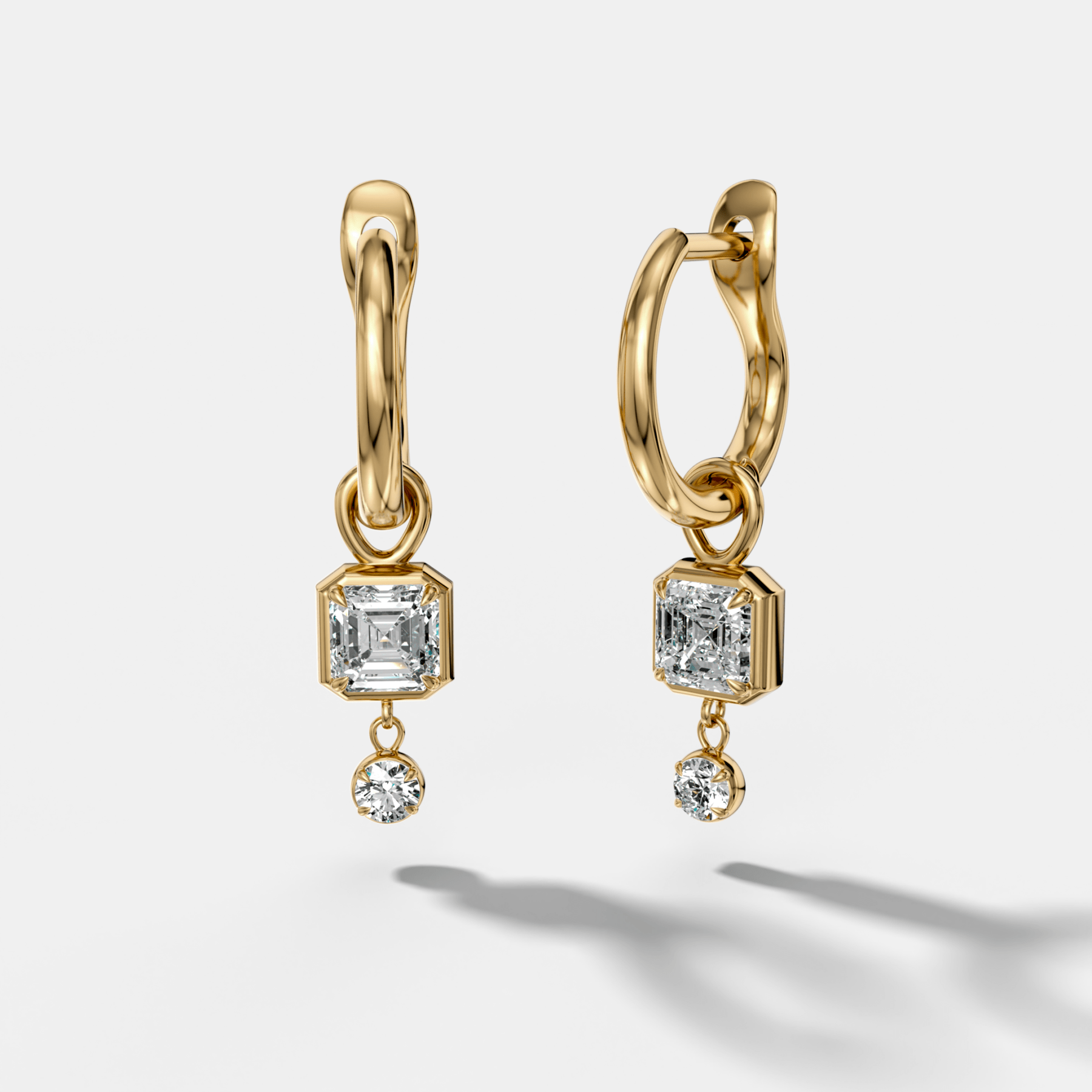 Mini Tiered Bezel Drop Huggies with Asscher Cut Diamonds - GOODSTONE
