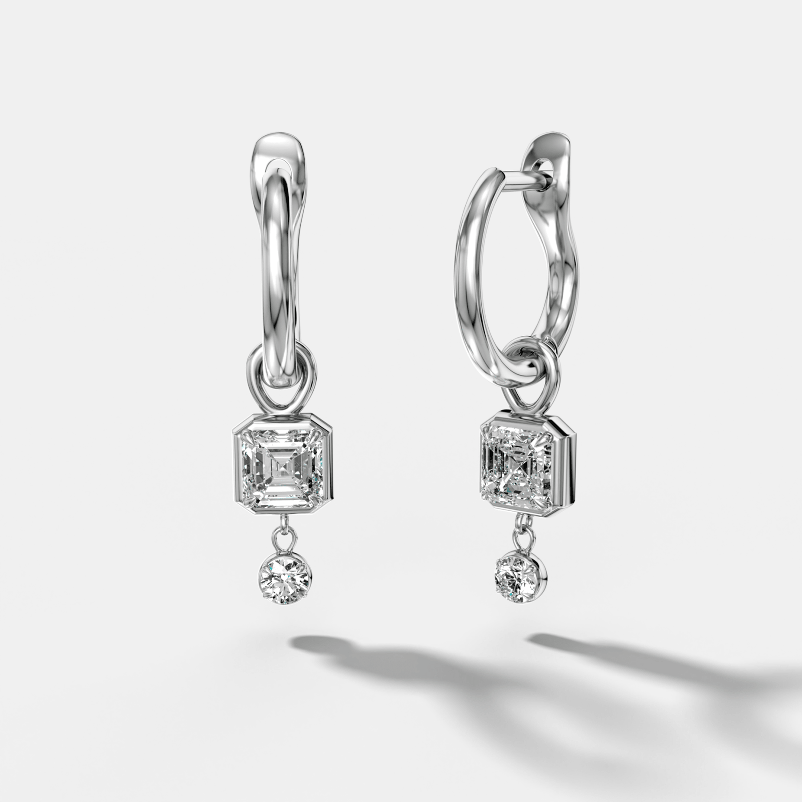 Mini Tiered Bezel Drop Huggies with Asscher Cut Diamonds - GOODSTONE
