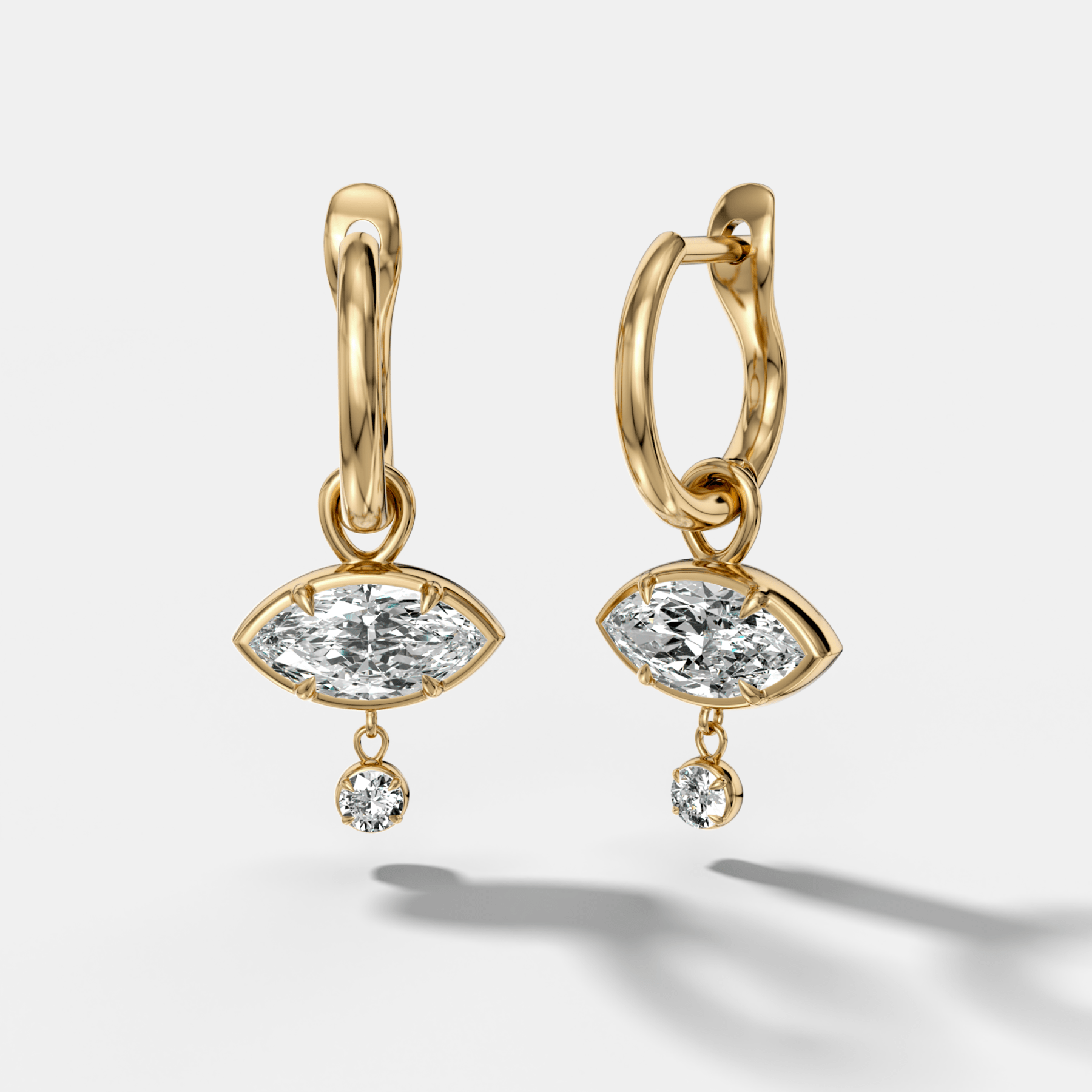 Mini Tiered Bezel Drop Huggies with Marquise Cut Diamonds - GOODSTONE