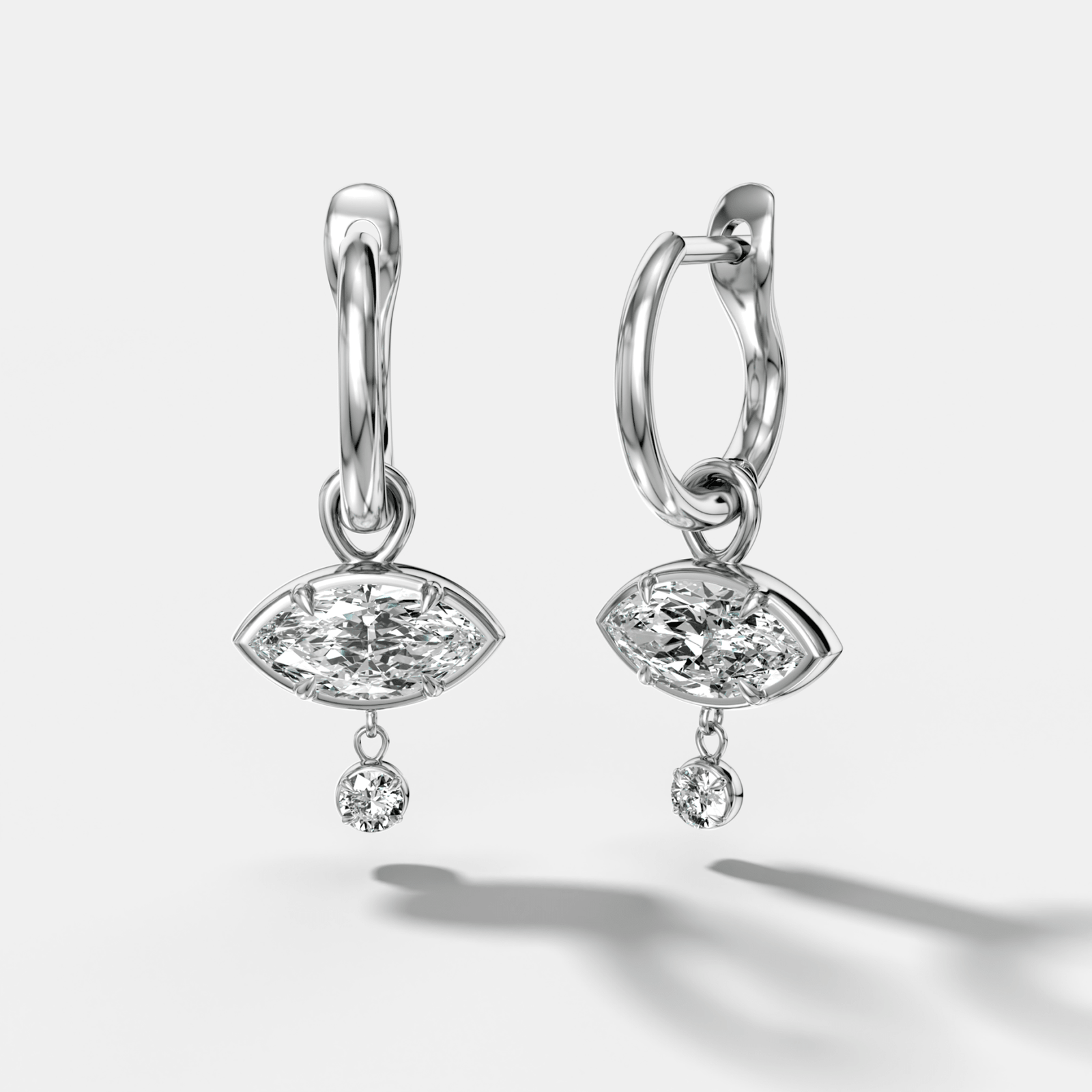 Mini Tiered Bezel Drop Huggies with Marquise Cut Diamonds - GOODSTONE