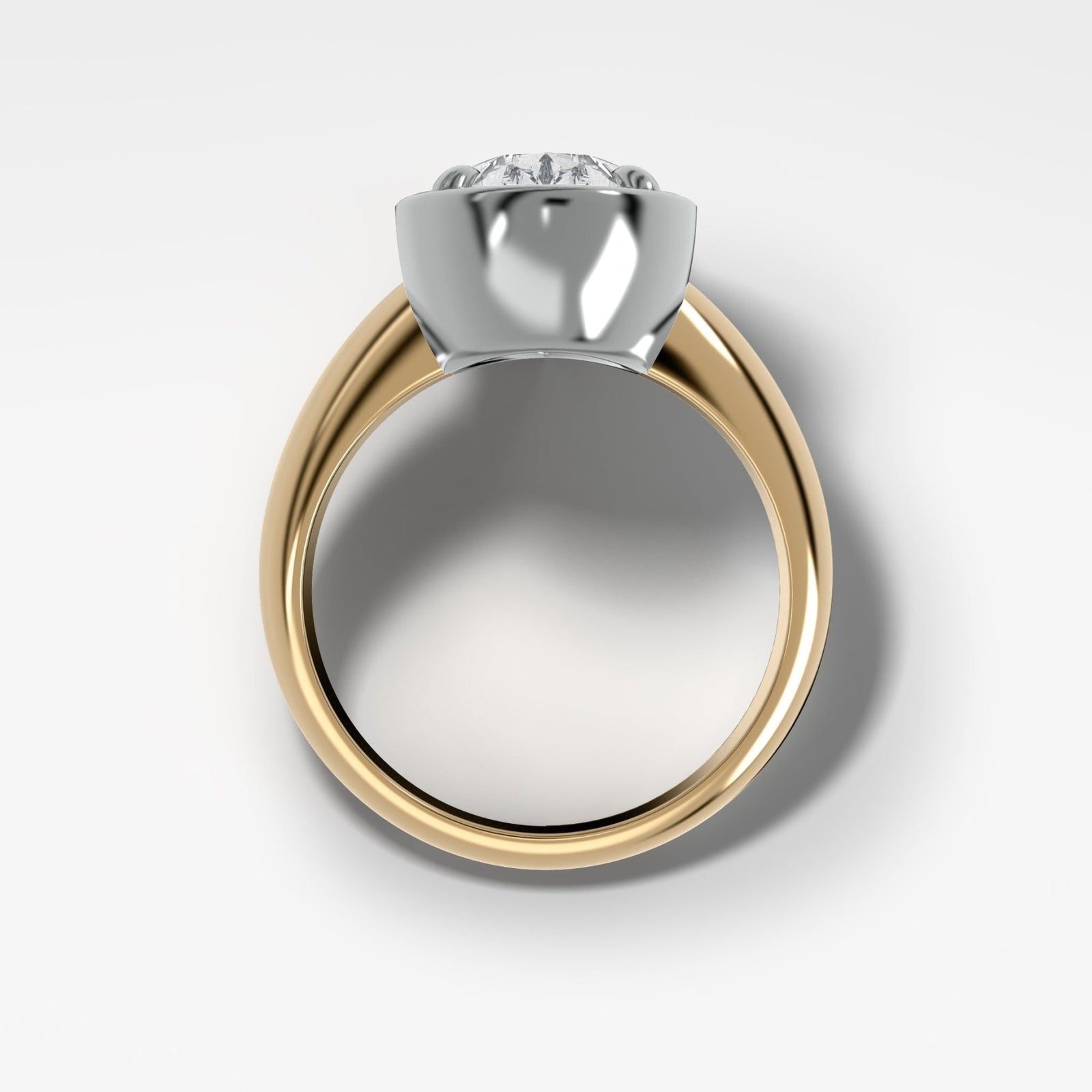 Mixed Metal Club Ring Solitaire Engagement Ring With a Pear Cut Diamond - GOODSTONE