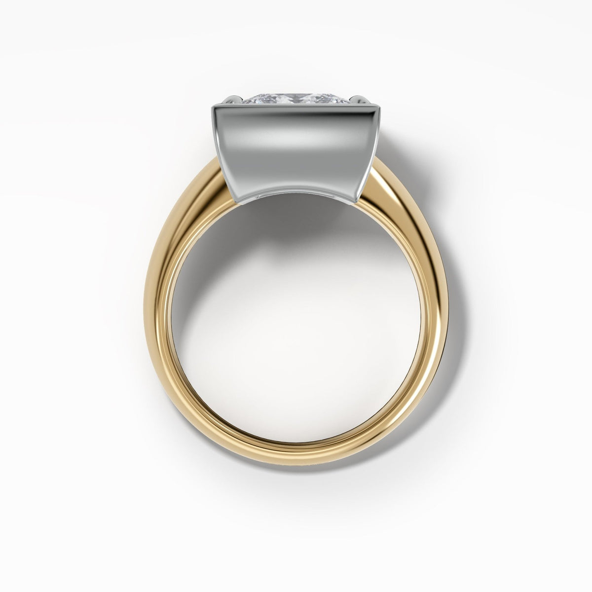 Mixed Metal Club Ring Solitaire Engagement Ring With a Princess Cut Diamond - GOODSTONE