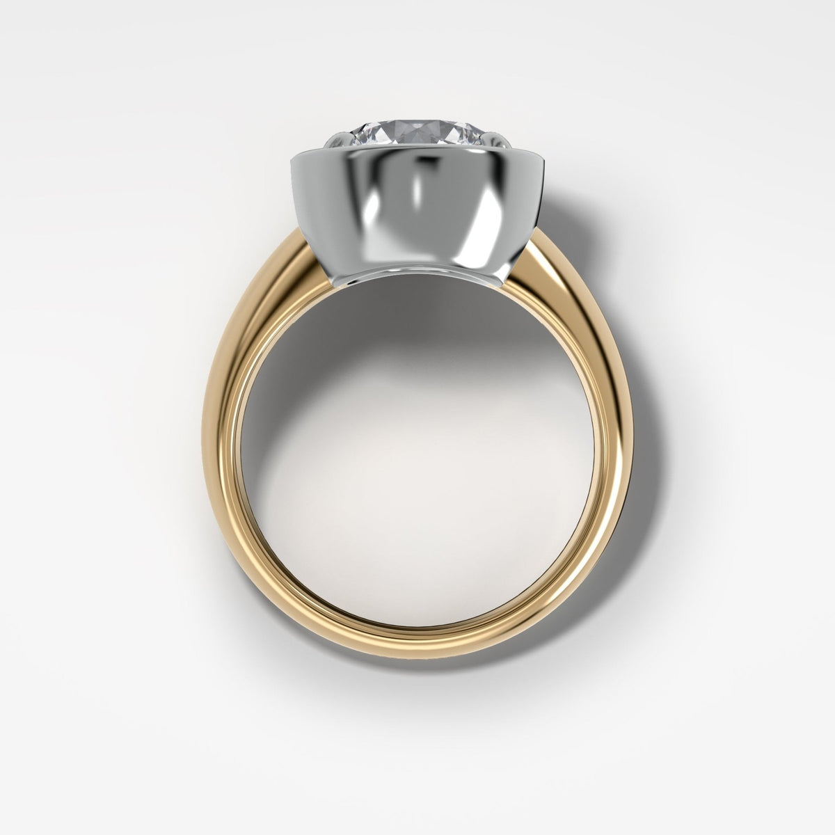Mixed Metal Club Ring Solitaire Engagement Ring With a Round Cut Diamond - GOODSTONE