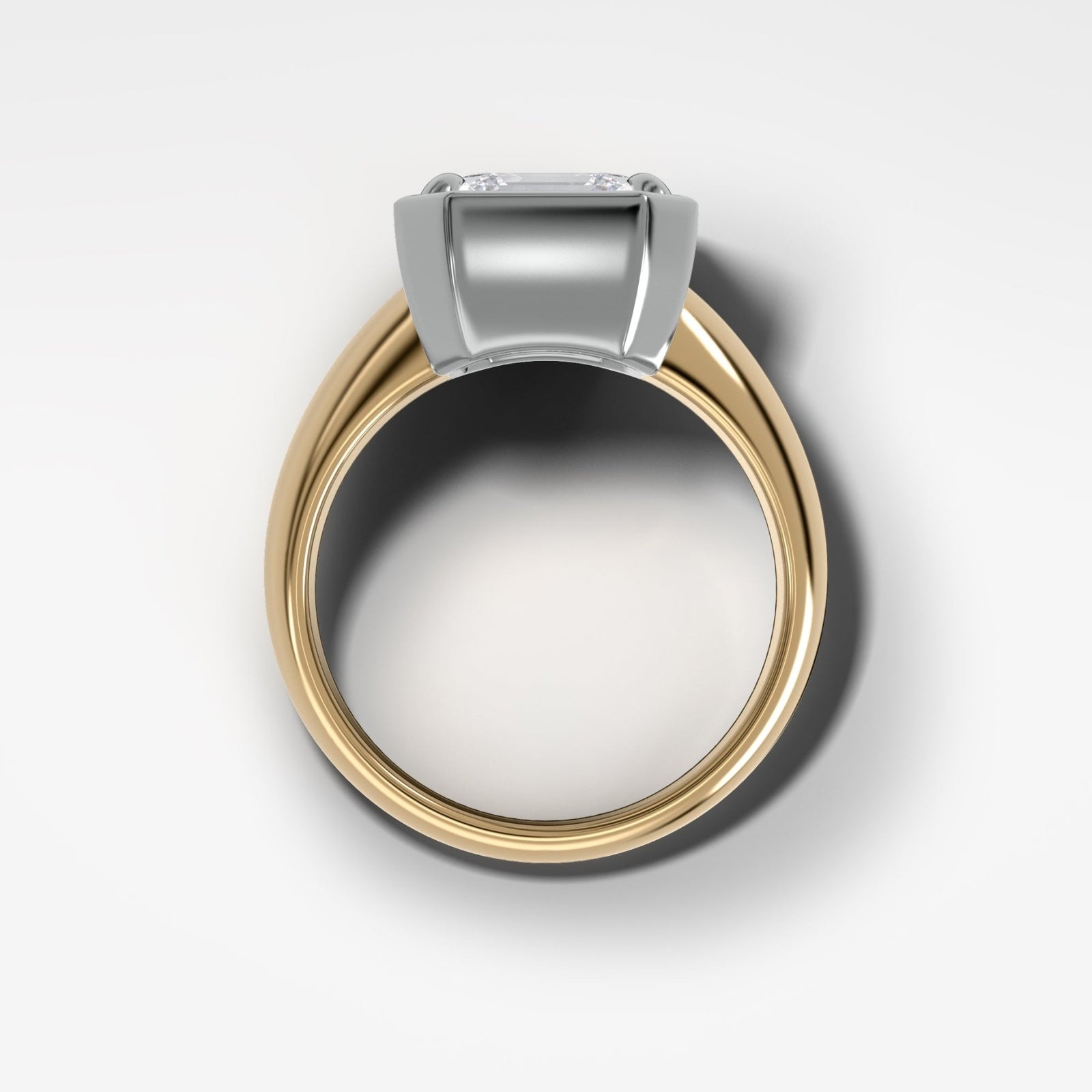 Mixed Metal Club Ring Solitaire Engagement Ring With an Asscher Cut Diamond - GOODSTONE