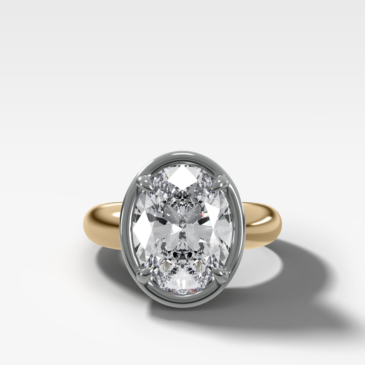 Mixed Metal Club Ring Solitaire Engagement Ring With an Oval Cut Diamond - GOODSTONE