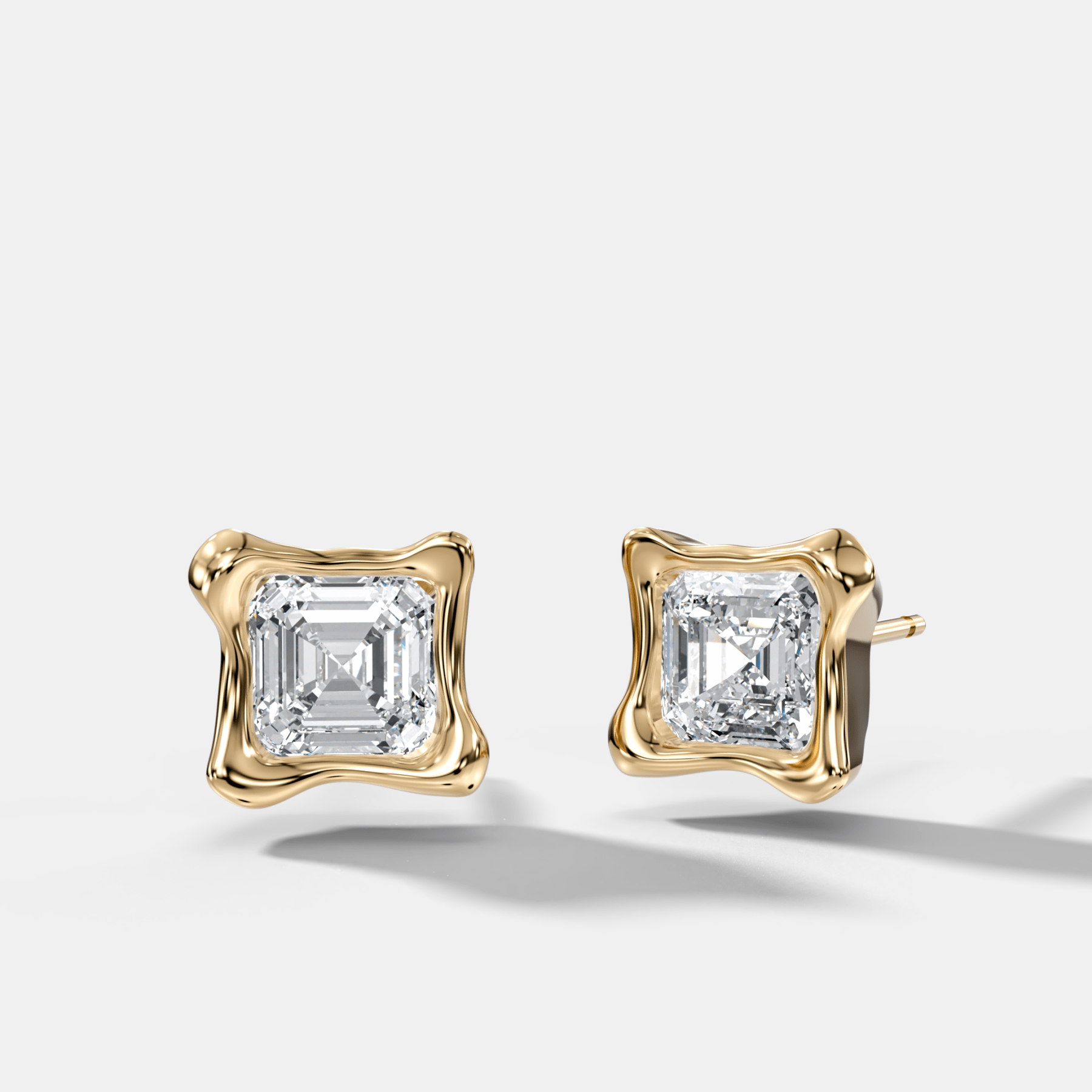 Molten Asscher Cut Bezel Studs - GOODSTONE