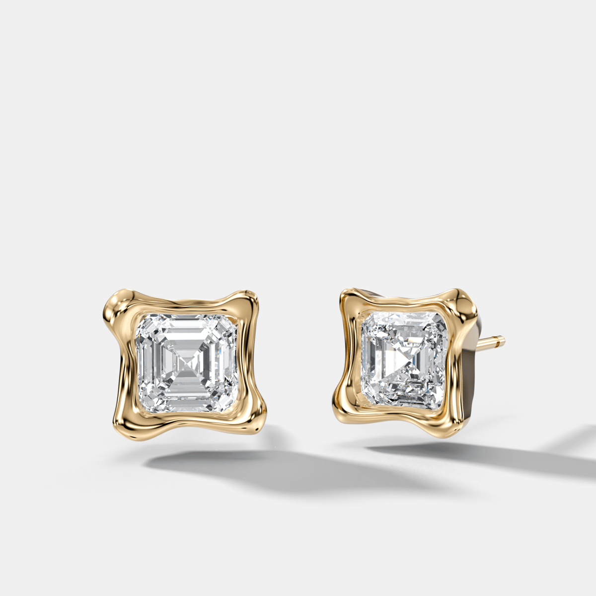 Molten Asscher Cut Bezel Studs - GOODSTONE