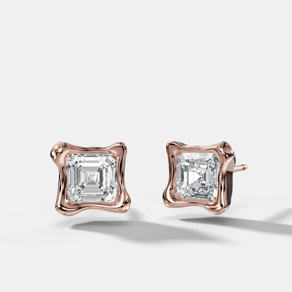 Molten Asscher Cut Bezel Studs - GOODSTONE