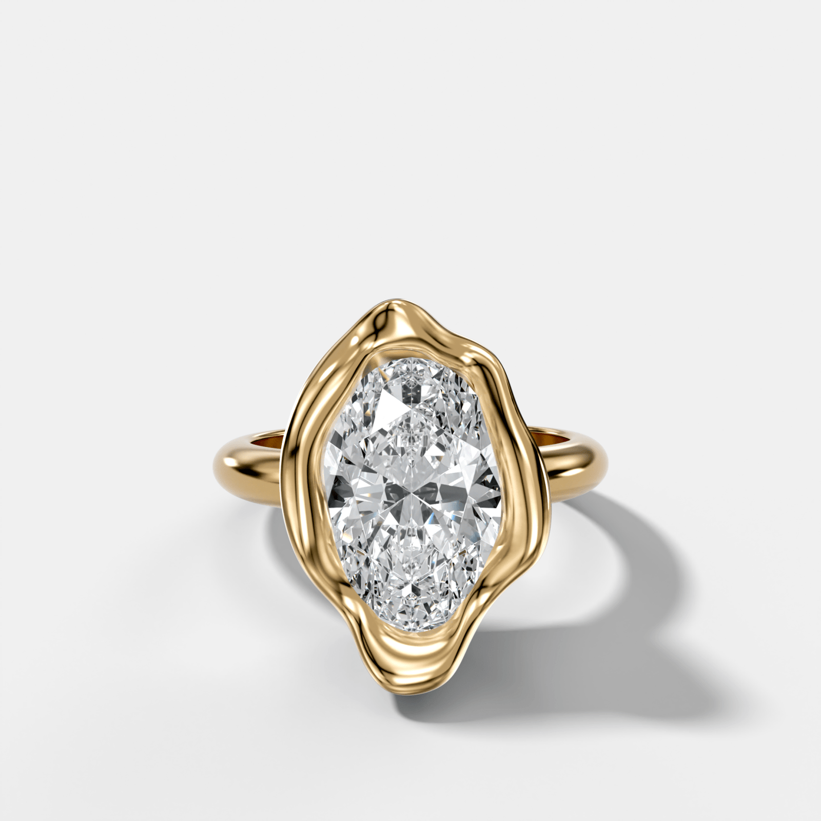 Molten Bezel Engagement Ring With an Oval Cut Diamond - GOODSTONE