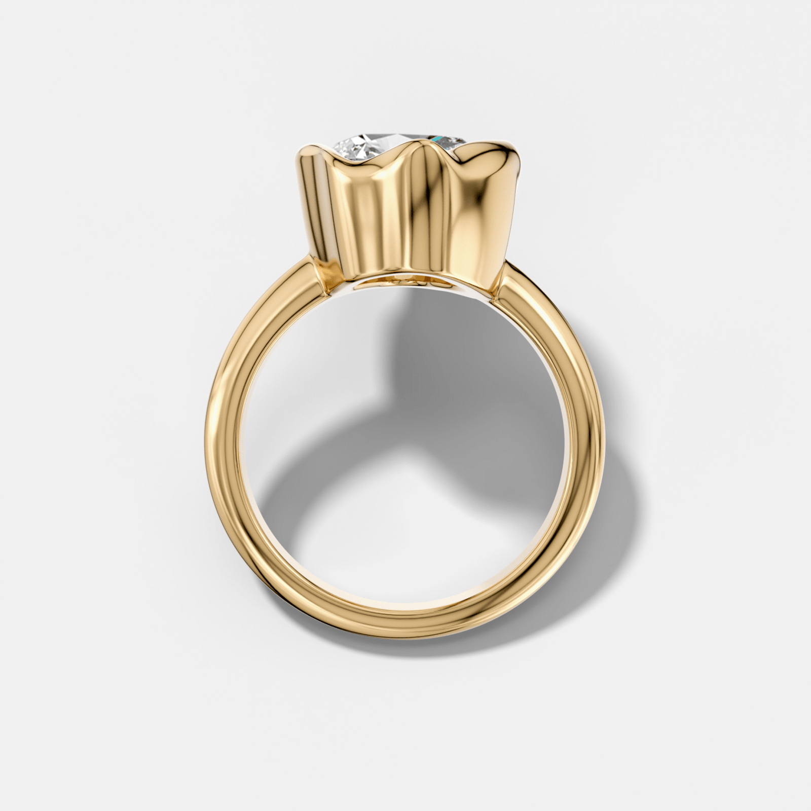 Molten Bezel Engagement Ring With an Oval Cut Diamond - GOODSTONE