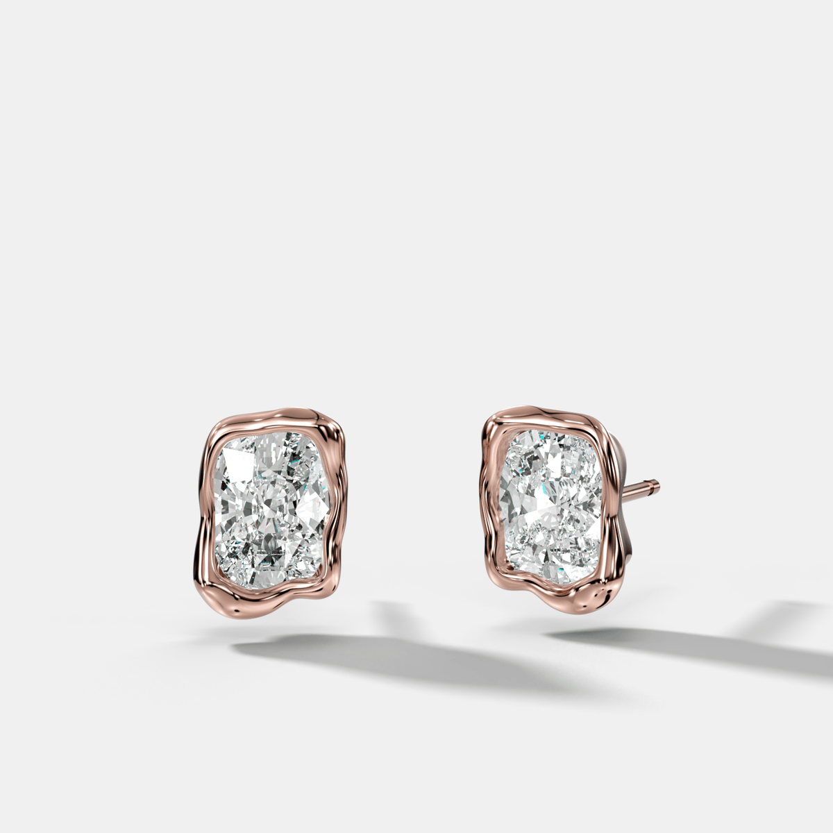 Molten Cushion Cut Bezel Studs - GOODSTONE