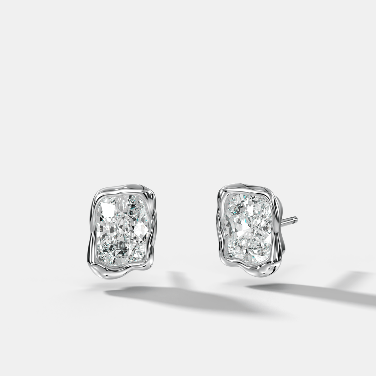 Molten Cushion Cut Bezel Studs - GOODSTONE