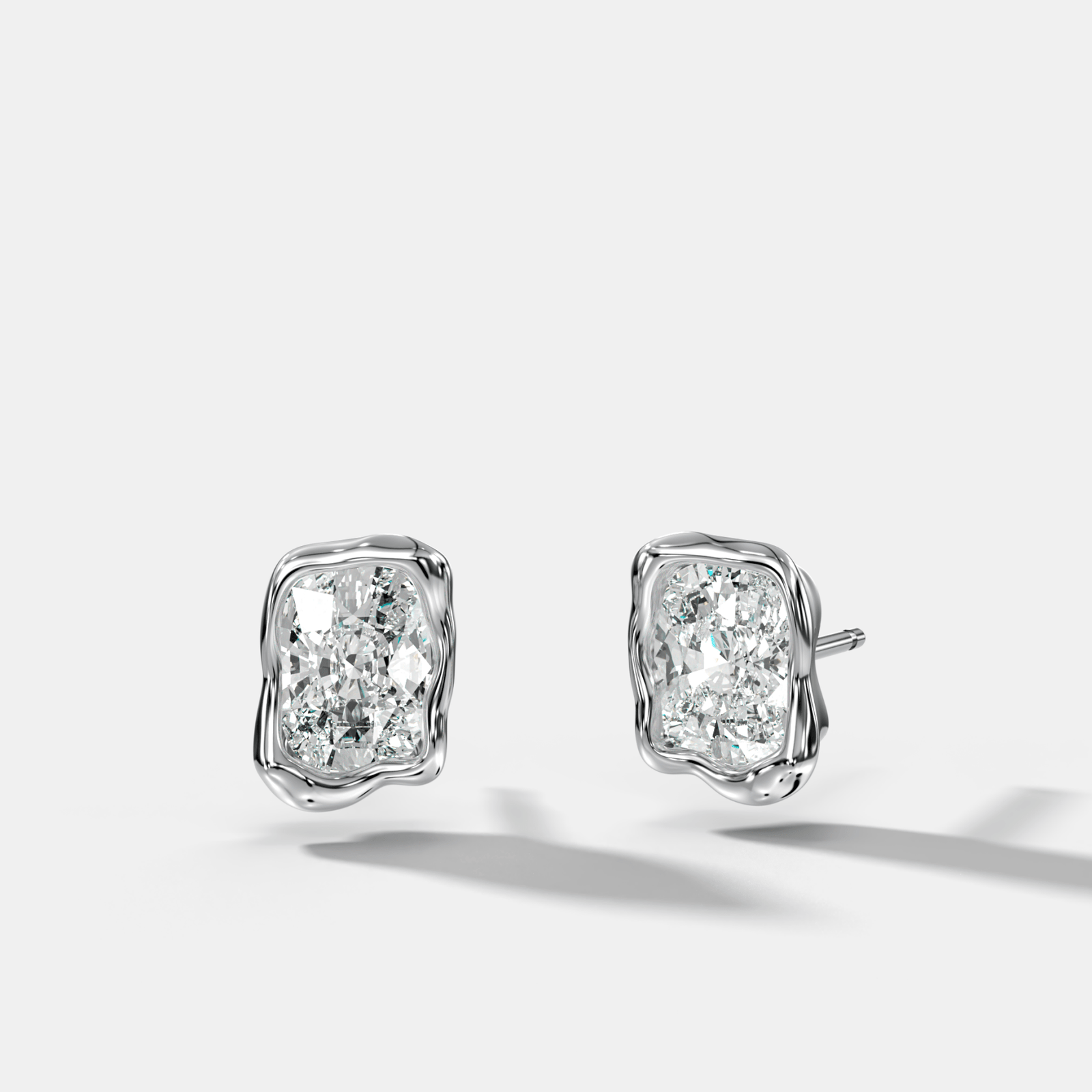 Molten Cushion Cut Bezel Studs - GOODSTONE