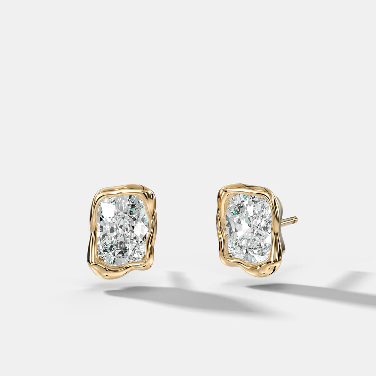Molten Cushion Cut Bezel Studs - GOODSTONE
