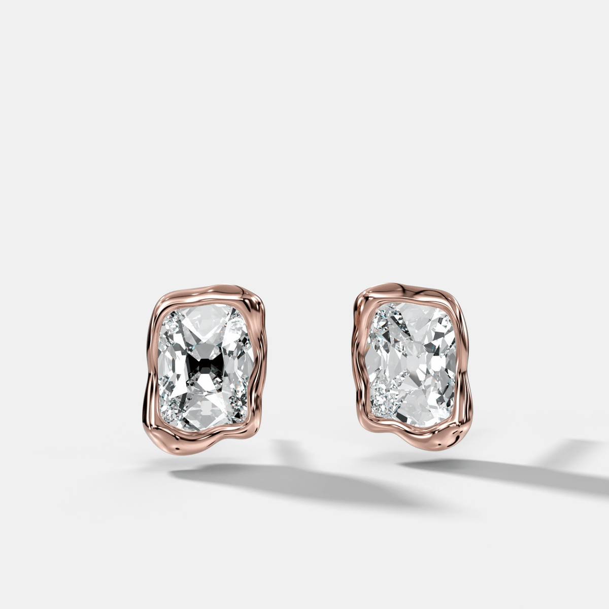 Molten Elongated Old Mine Bezel Studs - GOODSTONE