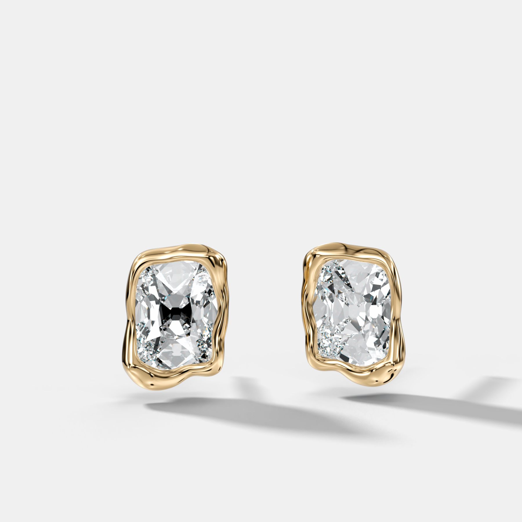 Molten Elongated Old Mine Bezel Studs - GOODSTONE