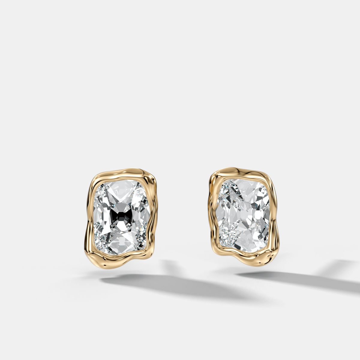 Molten Elongated Old Mine Bezel Studs - GOODSTONE