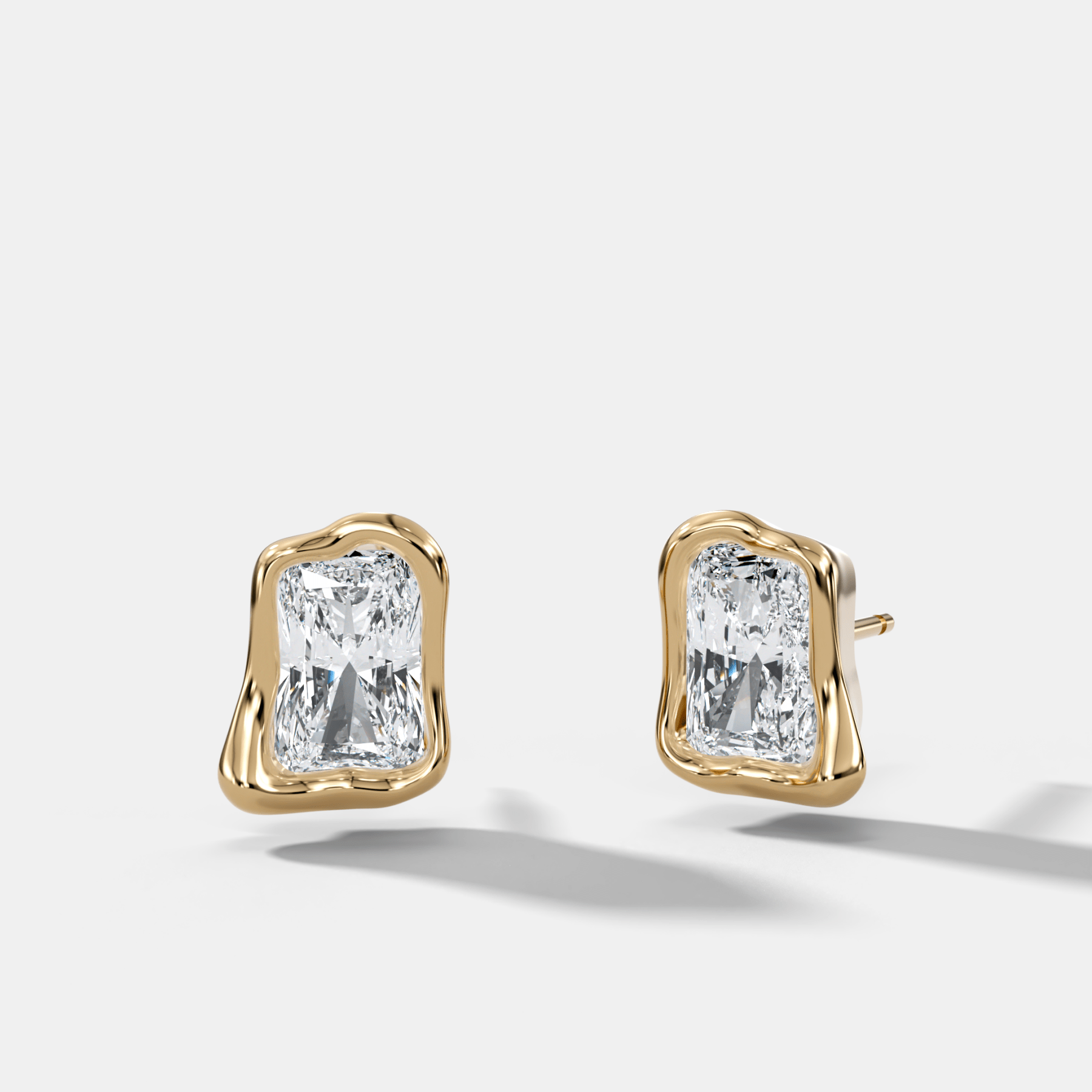 Molten Elongated Radiant Bezel Studs - GOODSTONE