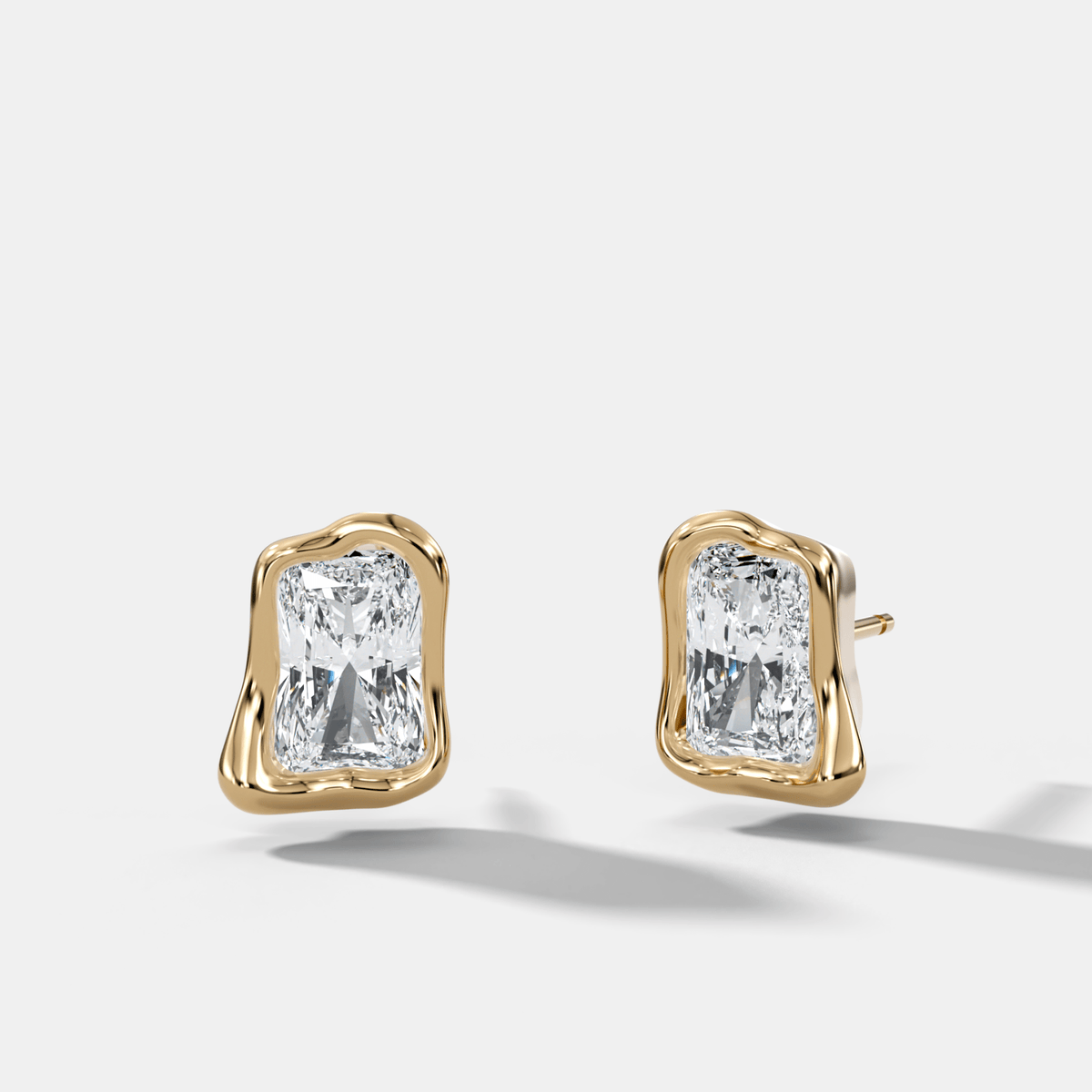 Molten Elongated Radiant Bezel Studs - GOODSTONE