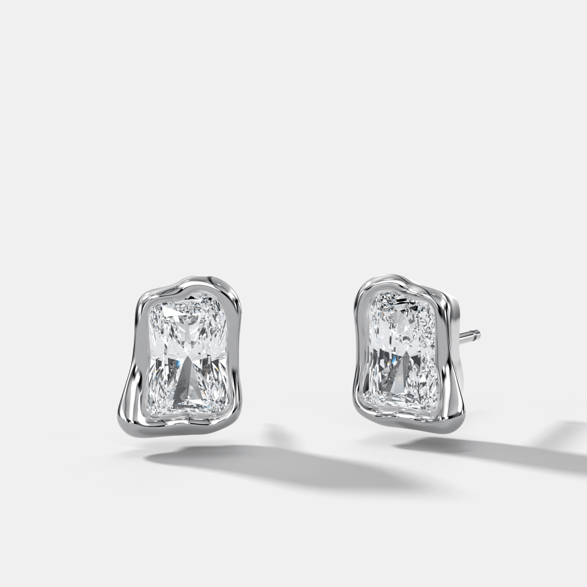 Molten Elongated Radiant Bezel Studs - GOODSTONE