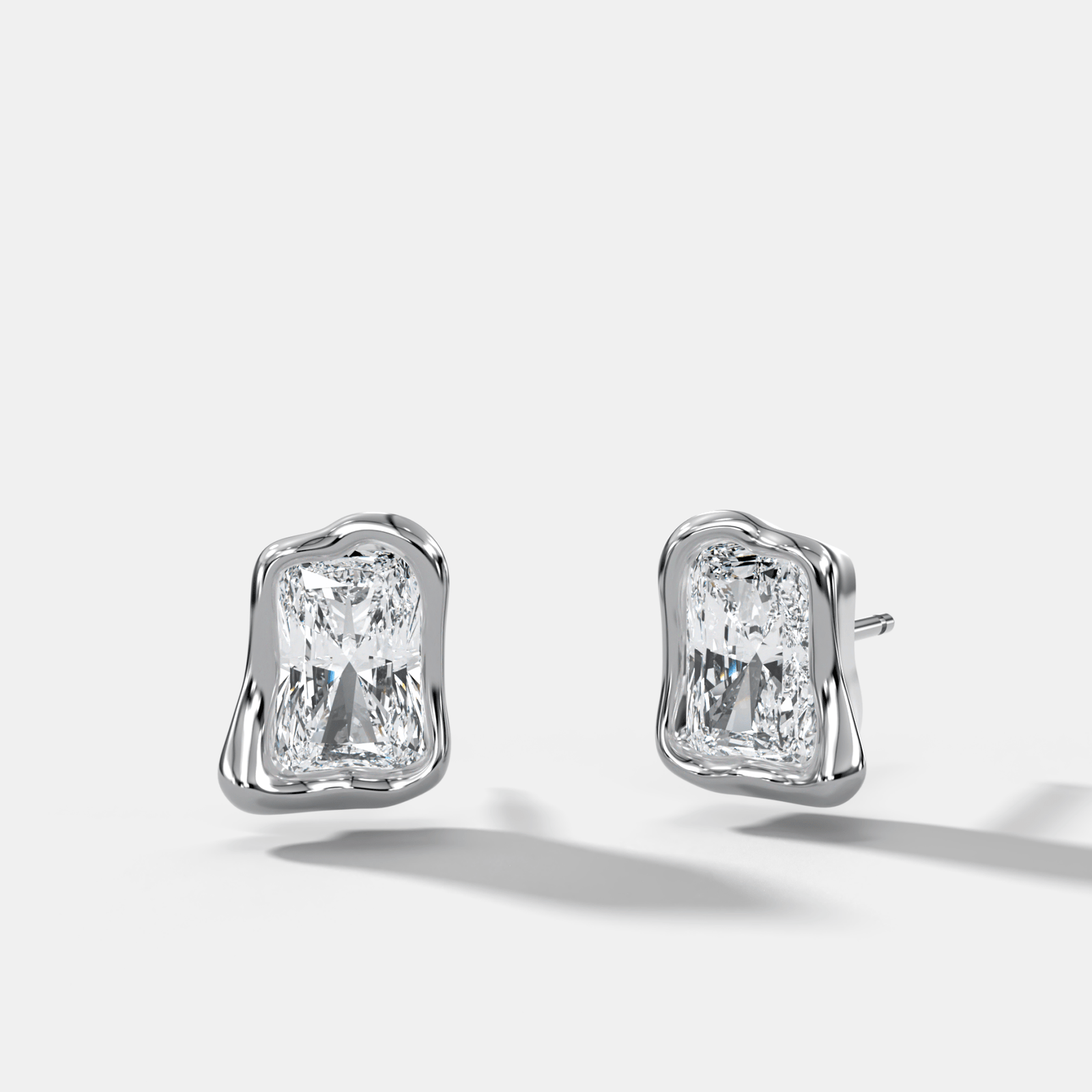 Molten Elongated Radiant Bezel Studs - GOODSTONE