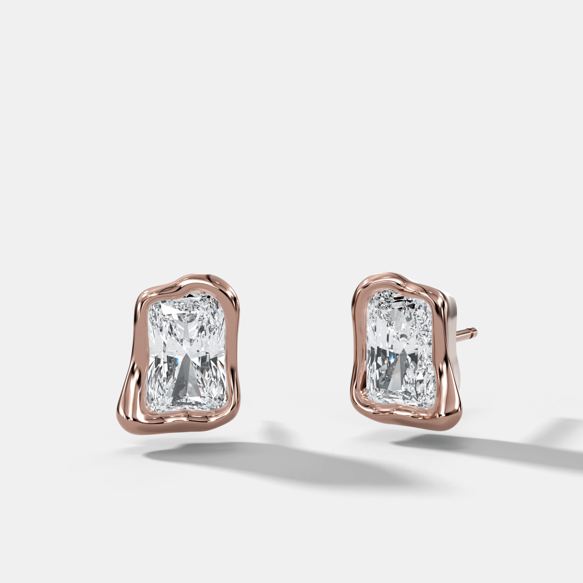 Molten Elongated Radiant Bezel Studs - GOODSTONE