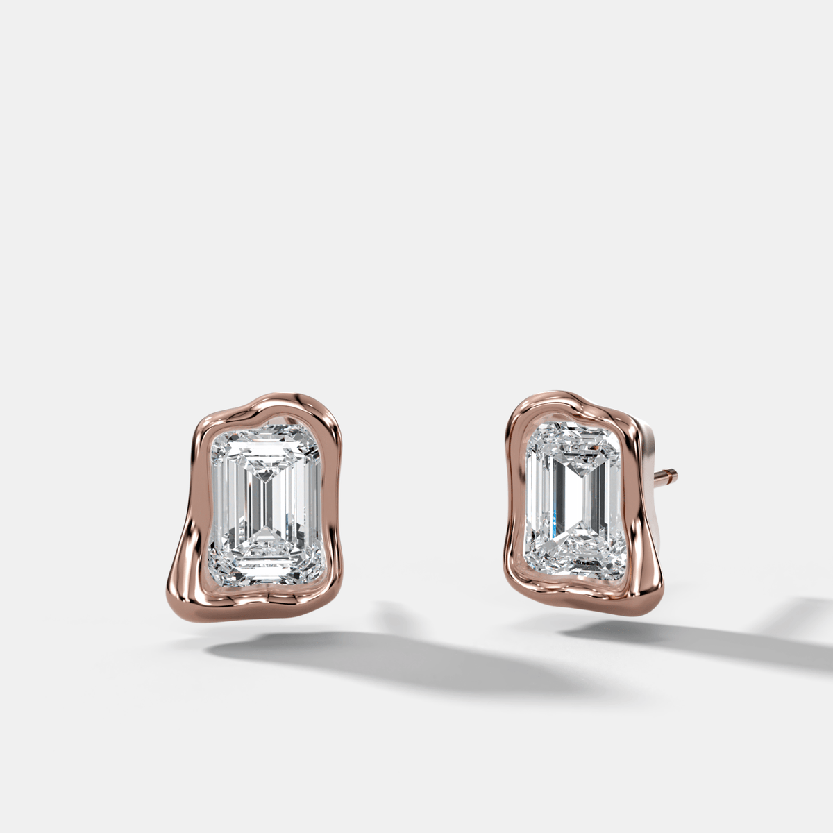 Molten Emerald Cut Bezel Studs - GOODSTONE