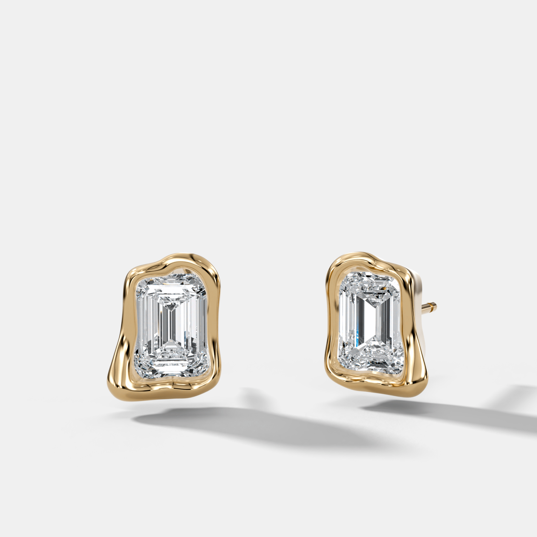 Molten Emerald Cut Bezel Studs - GOODSTONE