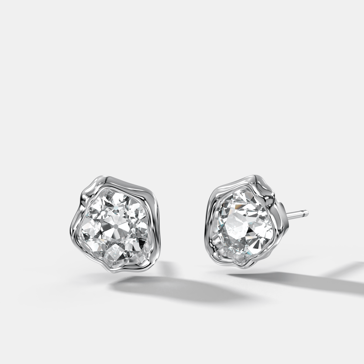 Molten Old Euro Cut Bezel Studs - GOODSTONE