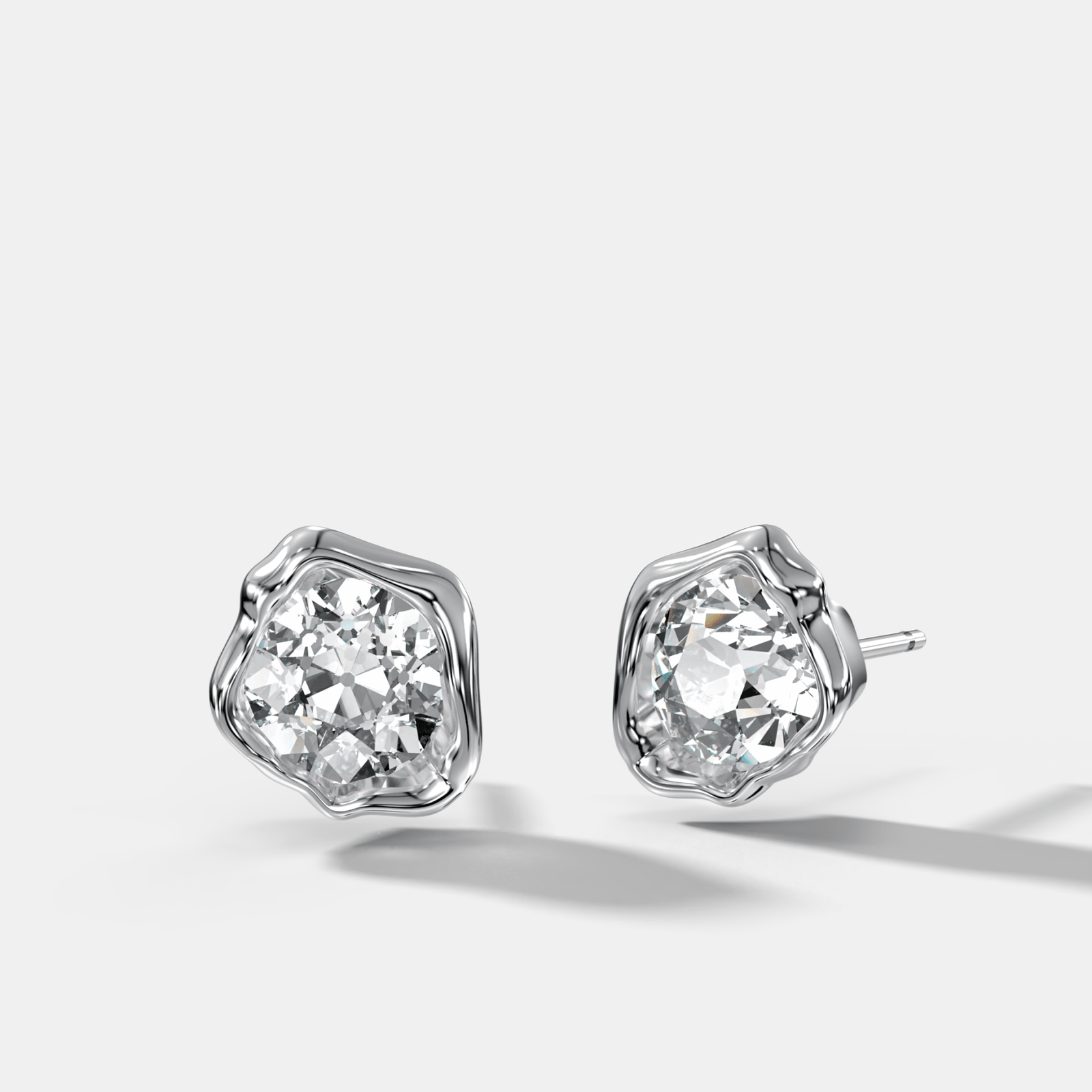 Molten Old Euro Cut Bezel Studs - GOODSTONE