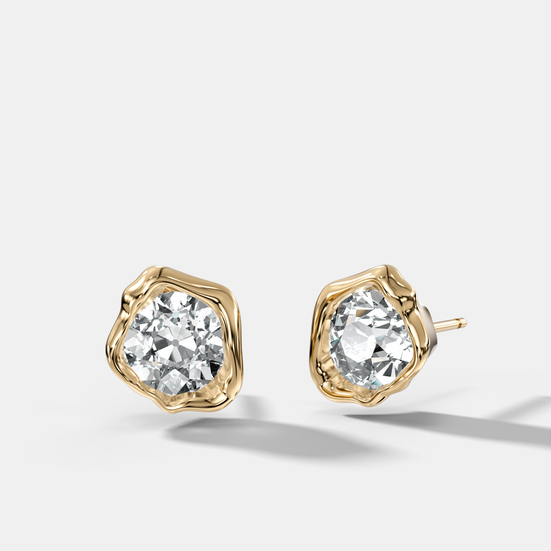 Molten Old Euro Cut Bezel Studs - GOODSTONE
