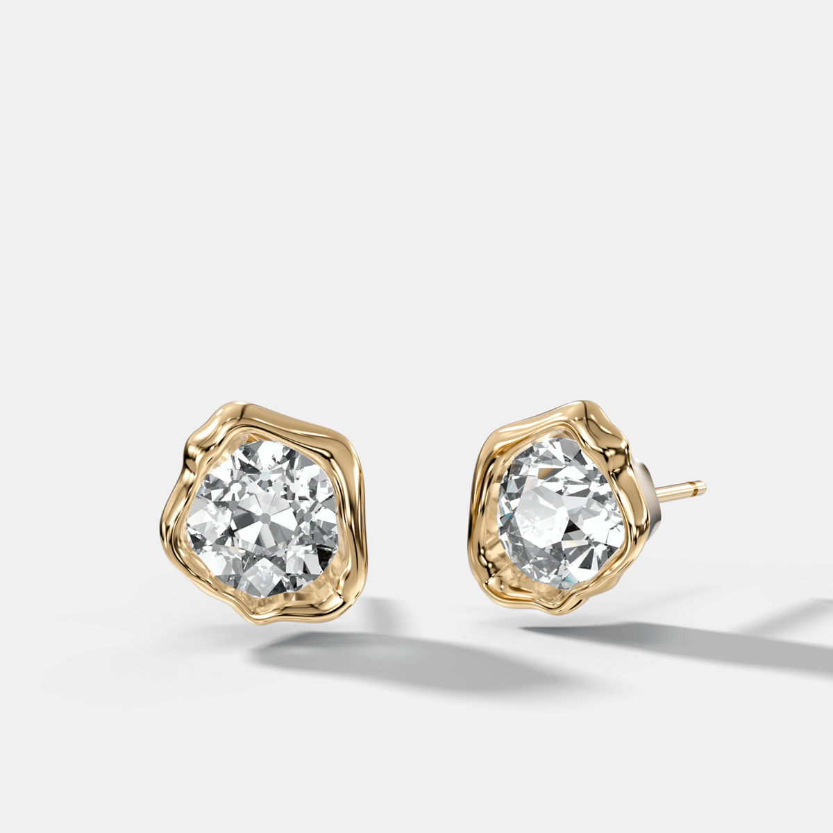 Molten Old Euro Cut Bezel Studs - GOODSTONE