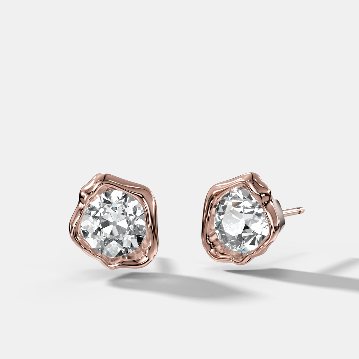 Molten Old Euro Cut Bezel Studs - GOODSTONE