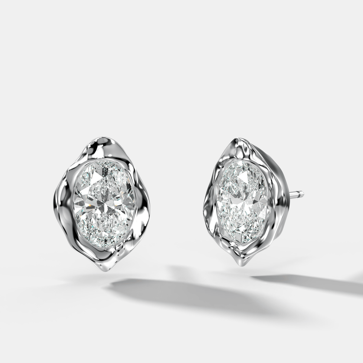 Molten Oval Cut Bezel Studs - GOODSTONE