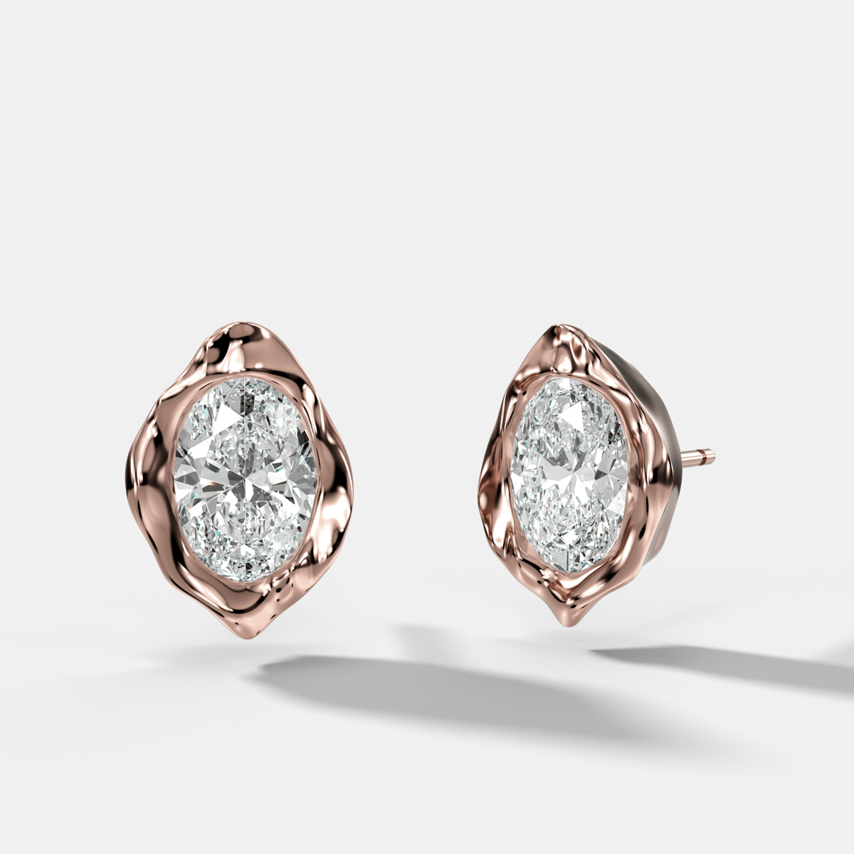Molten Oval Cut Bezel Studs - GOODSTONE