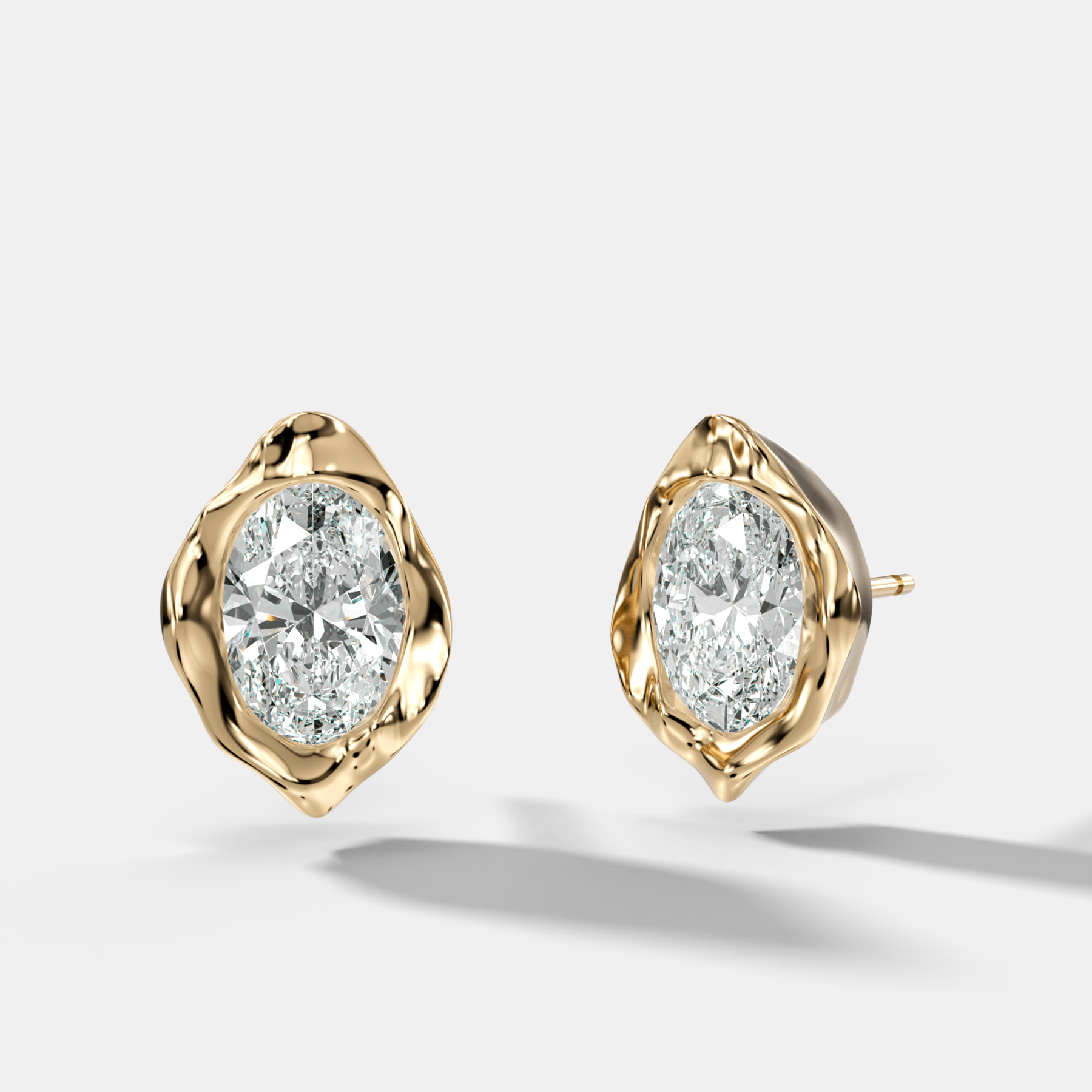 Molten Oval Cut Bezel Studs - GOODSTONE