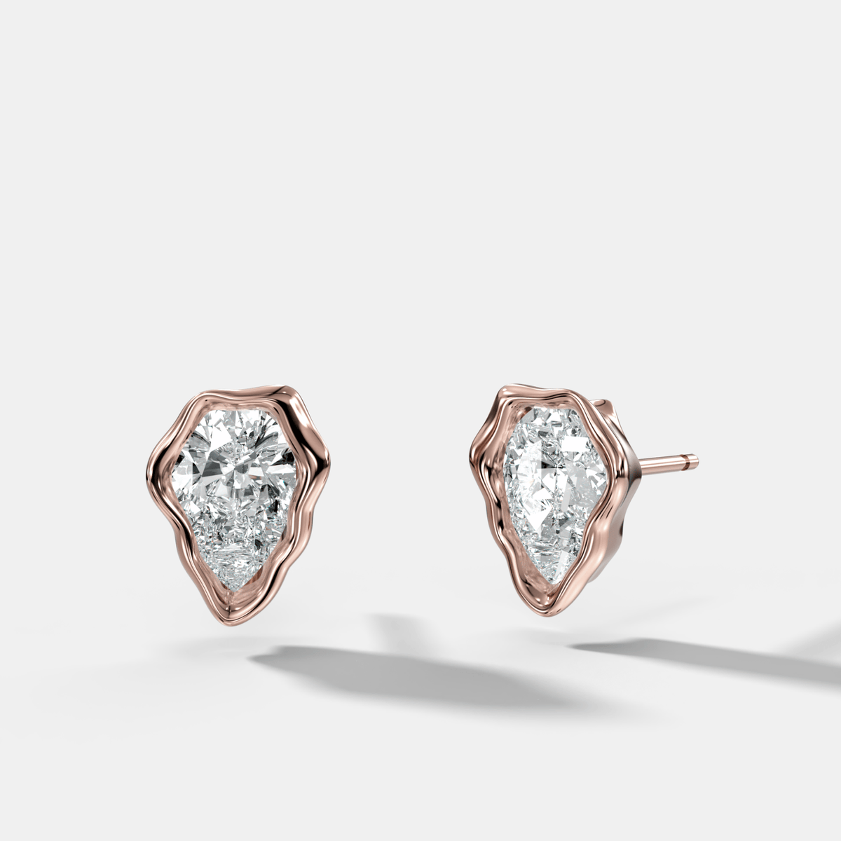 Molten Pear Cut Bezel Studs - GOODSTONE