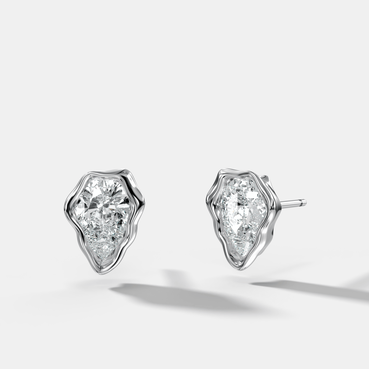 Molten Pear Cut Bezel Studs - GOODSTONE