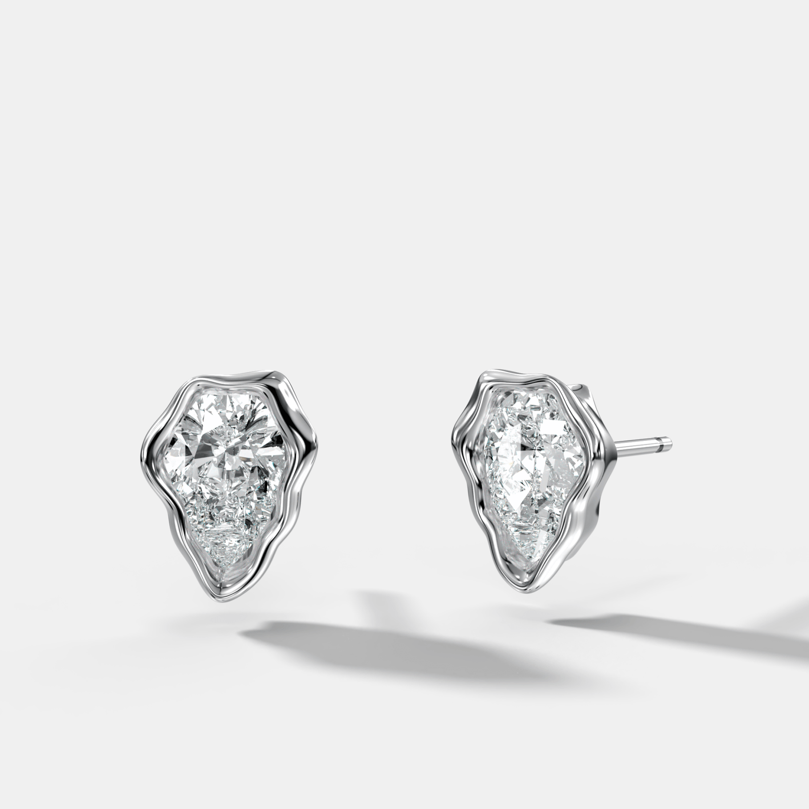 Molten Pear Cut Bezel Studs - GOODSTONE